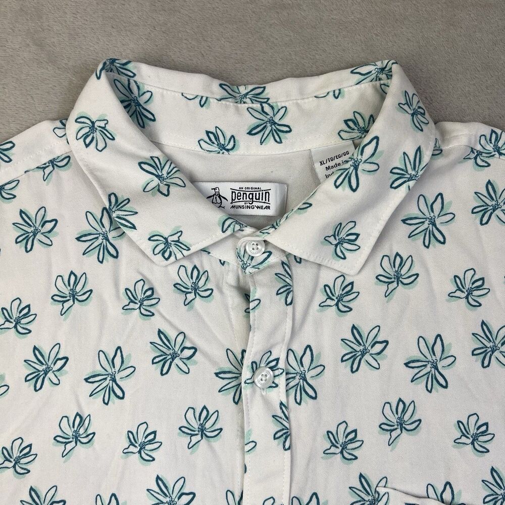 Original Penguin Mens XL Floral Short Sleeve Button Up Shirt Golf Munsingwear